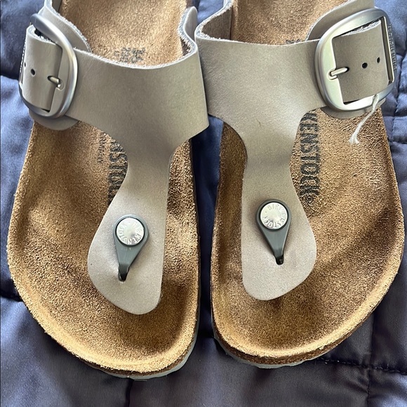 Birkenstock Gizeh Big Buckle Soft Footbed Dove Gray Excellent Condition - Picture 12 of 14